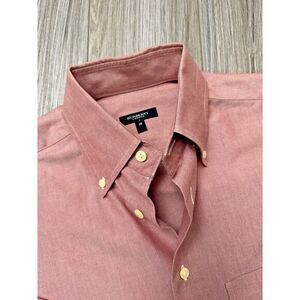 BURBERRY London Men 39 Red Solid Long Sleeve Button‎ Down Shirt